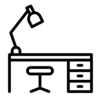 icon of a desk stool and desklamp