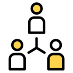 three figures representing collaboration