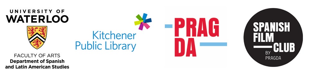Waterloo, Kitchener Public Library and Pragda Film club logos