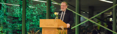 Dr. Mark McGowan giving his speech after receiving his award.