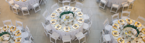 Decorated round banquet tables