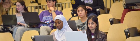 Students seated in a lecture in Louis Hall at St. Jerome's University