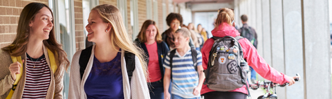 St. Jerome's students walking through the quad