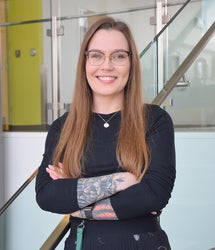 Portrait of Angelina smiling in the SJ2 Atrium Center