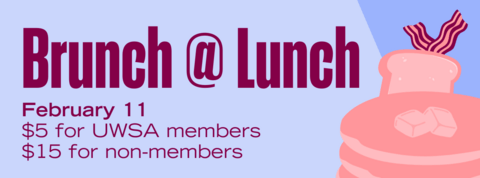 Brunch @ Lunch. Toast, bacon, and pancakes in UWSA flamingo pink.