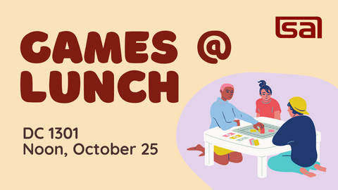 Three cartoon people sitting around a coffee table playing a game.