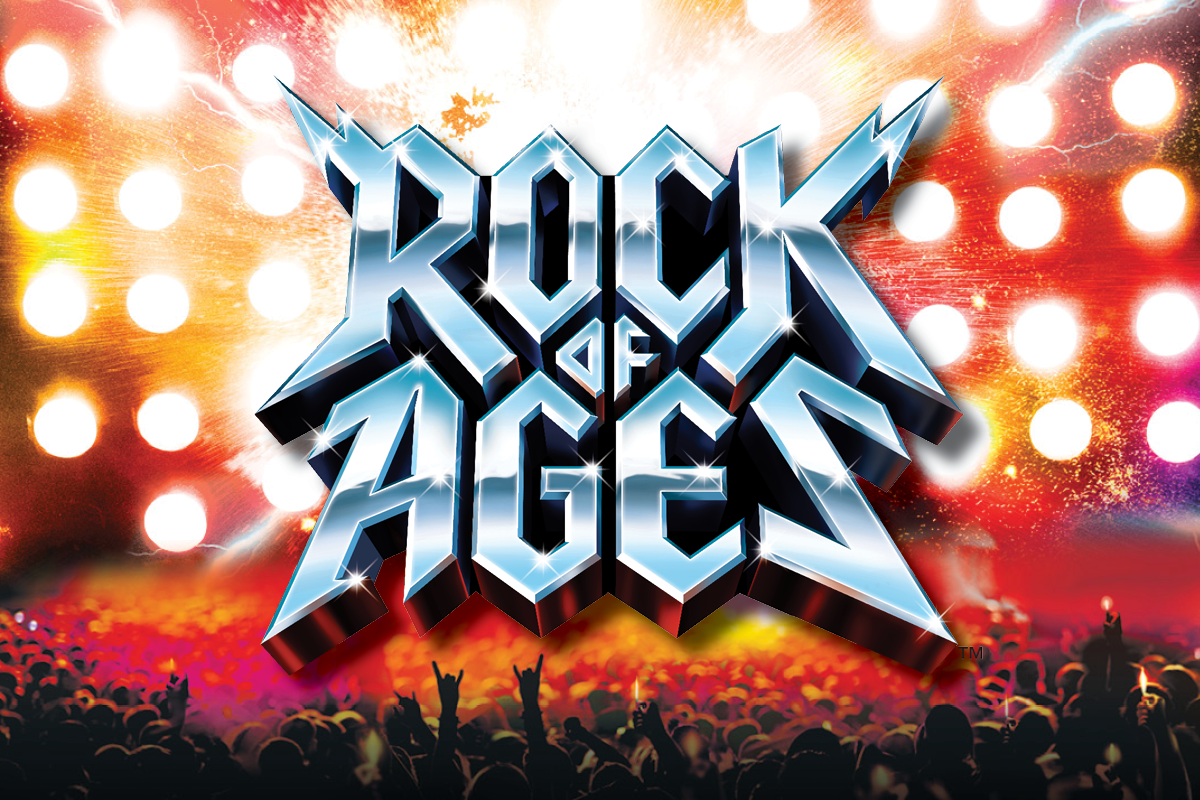 Rock of Ages musical logo, in an '80s metal band style