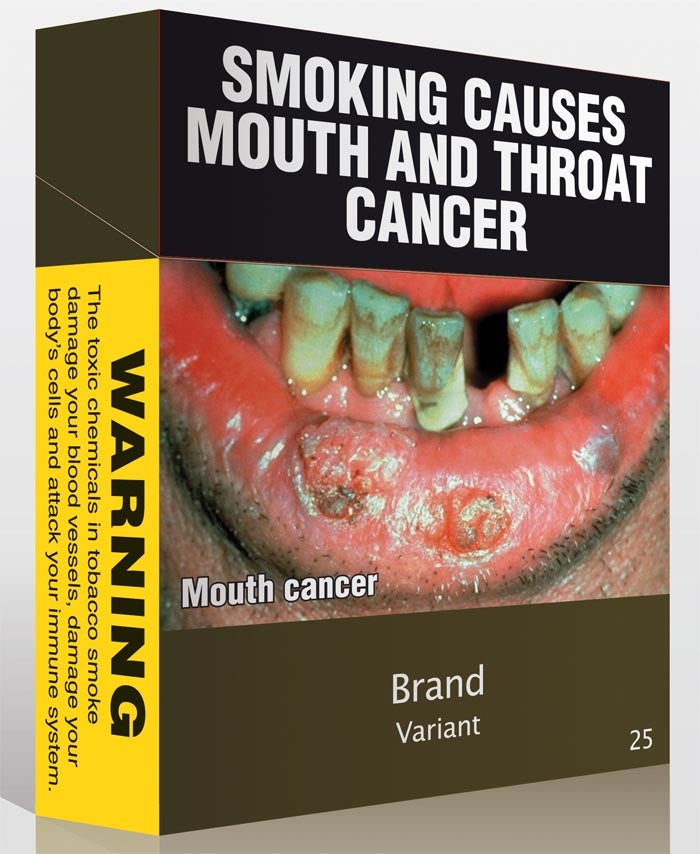 cigarette packaging with cancer warnings
