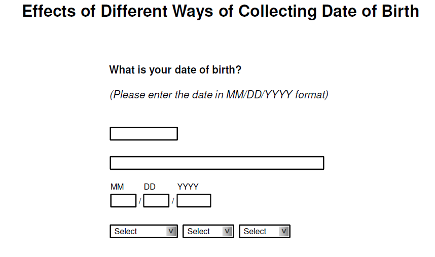 date of birth collection formats