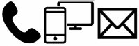 phone, cell phone, computer, and mail envelope icons