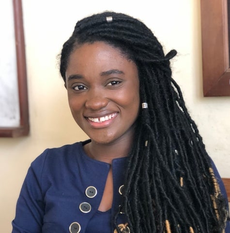 Smiling woman with long hair