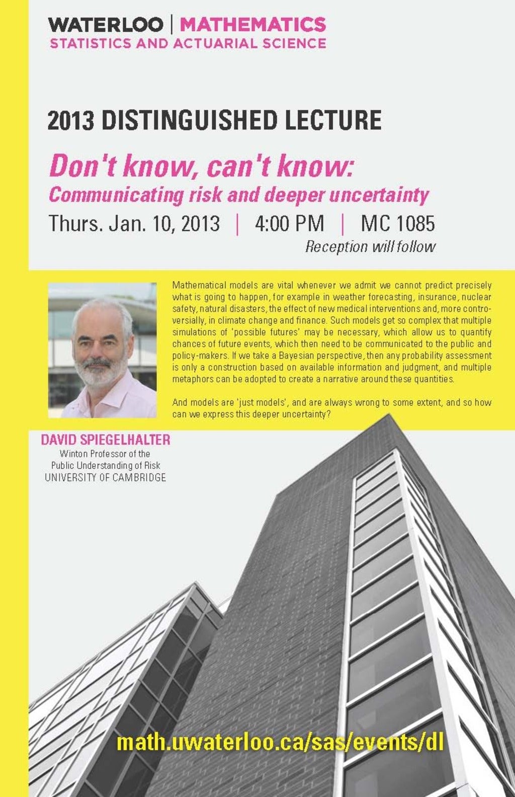 "Don't know, can't know" lecture poster.