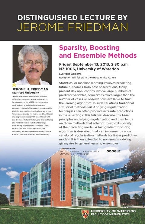 "Sparsity, Boosting and Ensemble Methods" lecture poster.