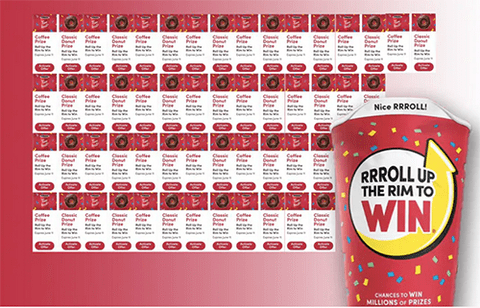 Tim Hortons roll-up-the-rim cup and win tabs