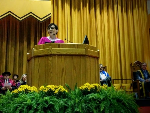 Cindy Blackstock speaks at convocation