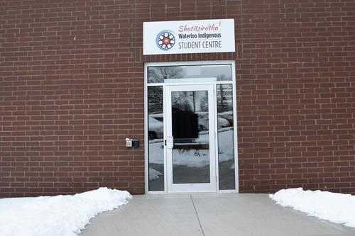 New exterior door with sign above for Waterloo Indigenous Student Centre