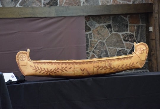 A ceremonial birch bark canoe to be displayed in Graham Brown's honor