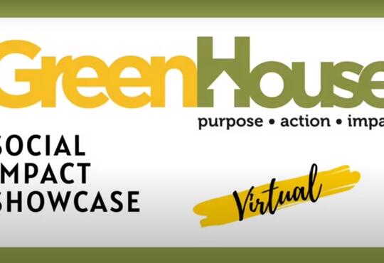 a slide which announces the virtual edition of the GreenHouse social impact showcase