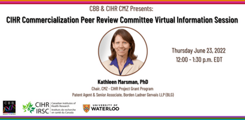 CHIR Commercialization Peer Review Committee Virtual Information Session banner featuring 