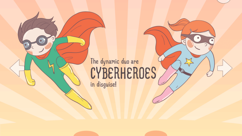 Animated cyber heroes graphic