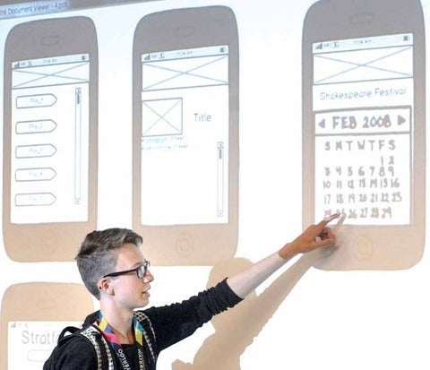 Harrison Lobb, 14, of Goderich District Collegiate Institute, outlines an app his group created for the Canada 3.0 Youth Program