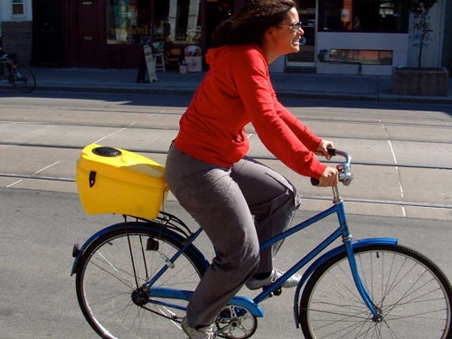 Jessica Thompson on a bike.