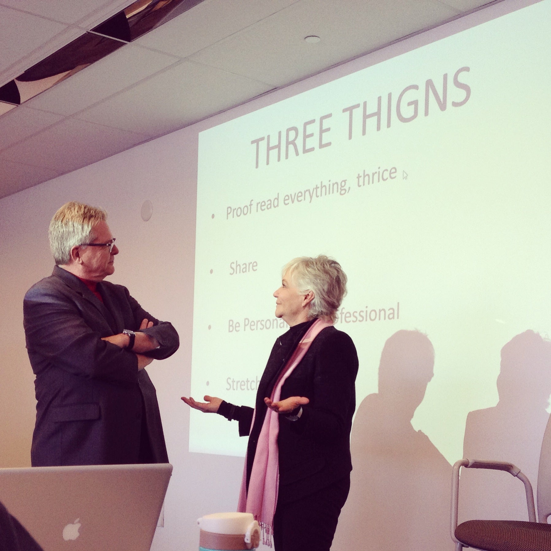 Ginny Dybenko and Alan Quarry at a networking information session for MDEI students.