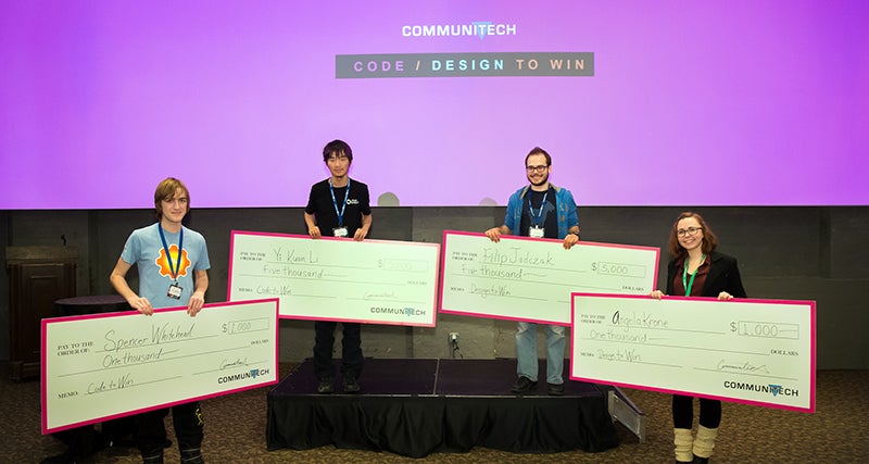 Student winners at Communitech Code/Design to Win competition