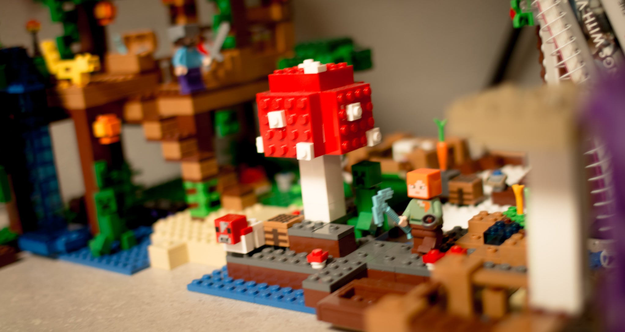 close up of minecraft lego set