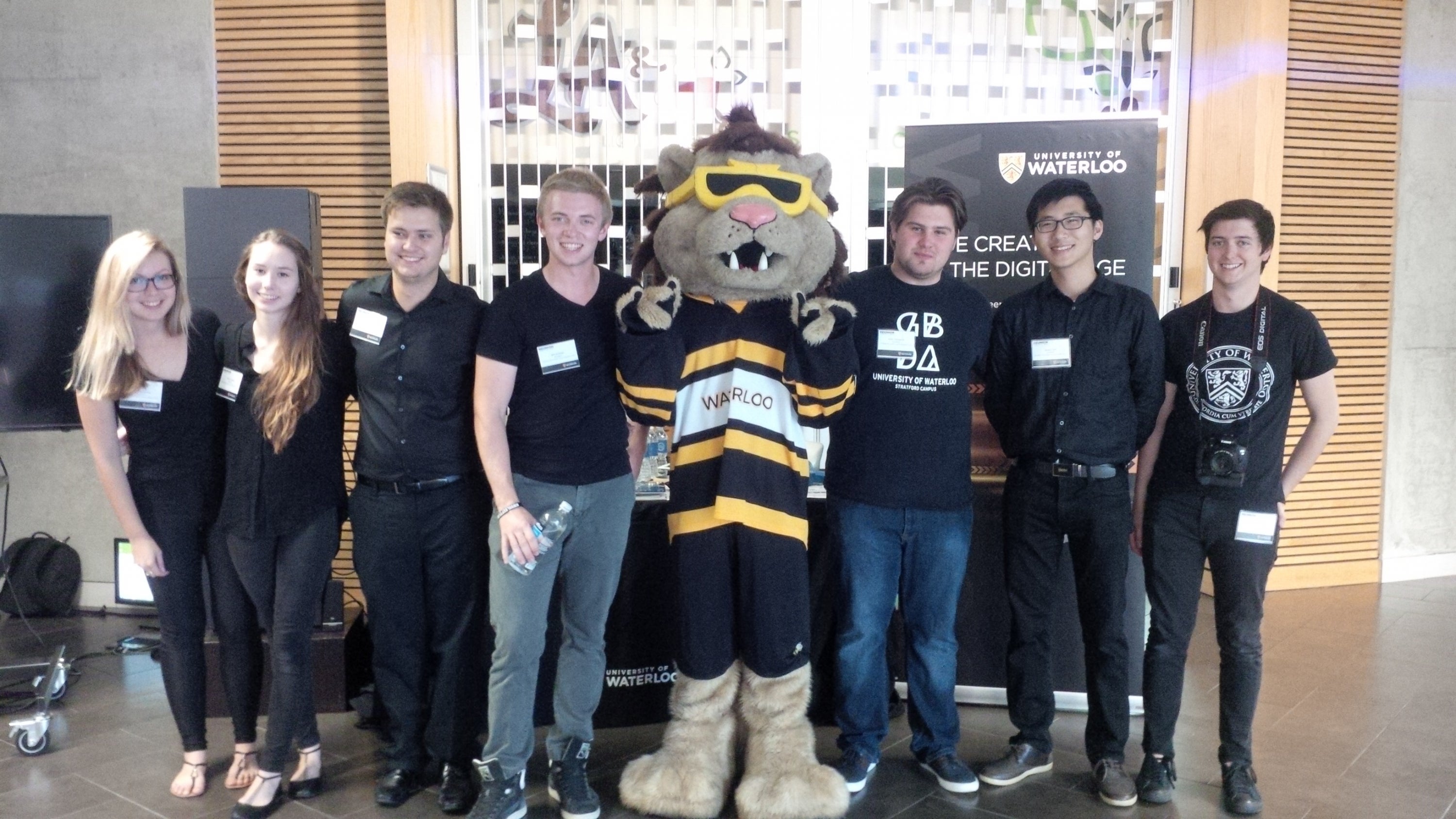 GBDA students with the Warrior mascot