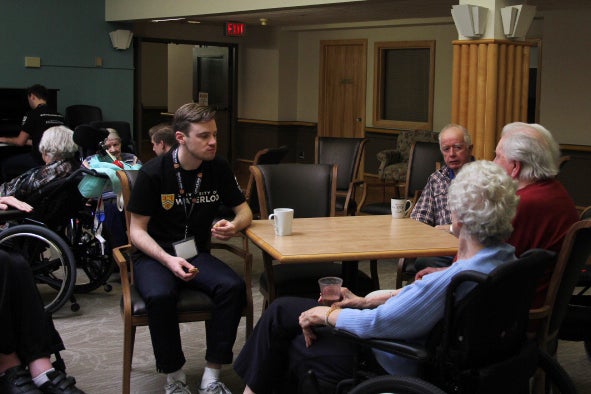 People sitting at a table talking