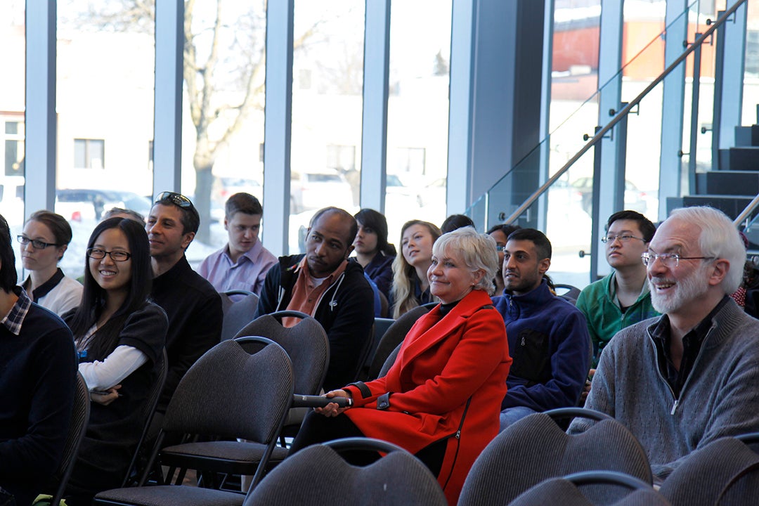 CODE Inspiration Day guests listen to Haim Sechter from DataAppeal. 