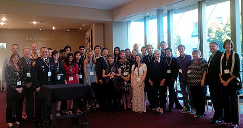 Ginny Dybeko and Stratford Campus students with members of Town and Gown.