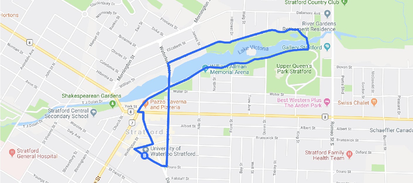 1 Hour walk route map