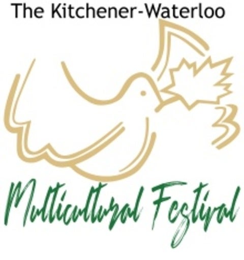 Logo of dove holding maple leaf with the text The Kitchener-Waterloo Multicultural Festival