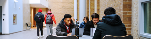 Students at the study tables in STC.