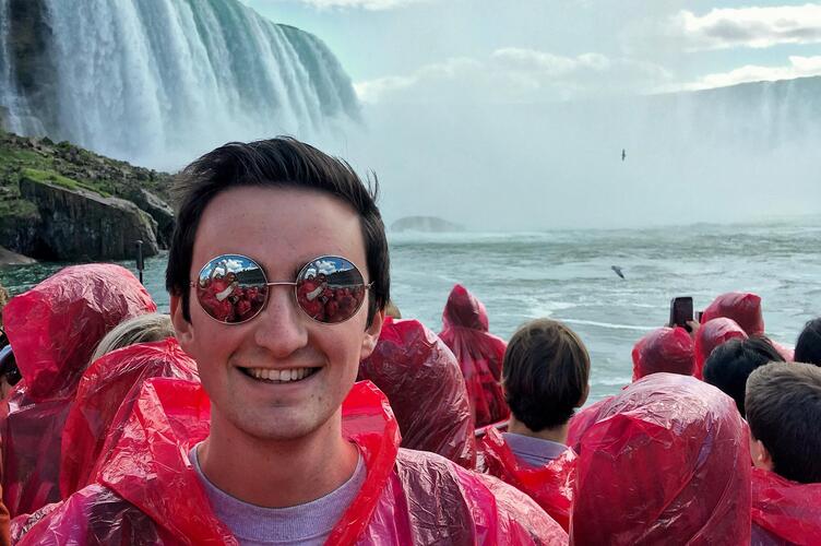 Cathal on the Niagara Falls boat tour. 