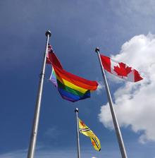 Raised Pride flag at UWaterloo.