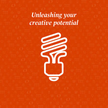 unleashing your creative potential written above a light bulb 