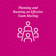 planning and running an effective meeting written above a table with four people sitting around it