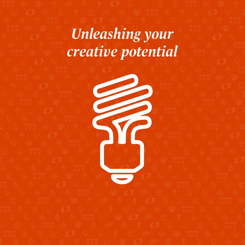unleashing your creative potential written above a light bulb