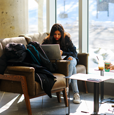 student on computer