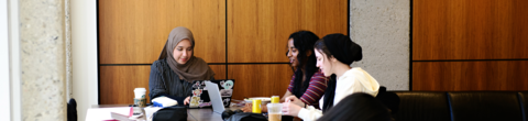 students studying as a group on campus