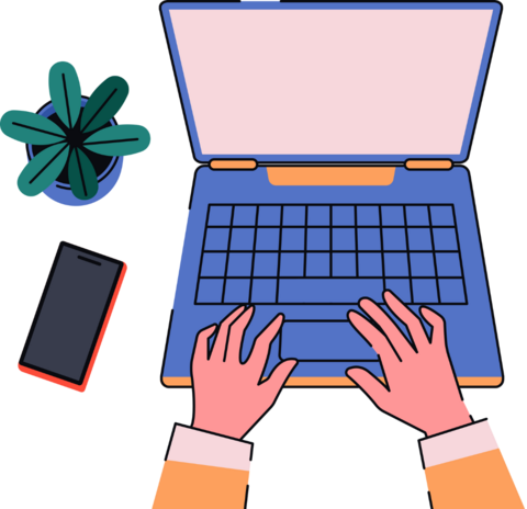 hands typing on a laptop