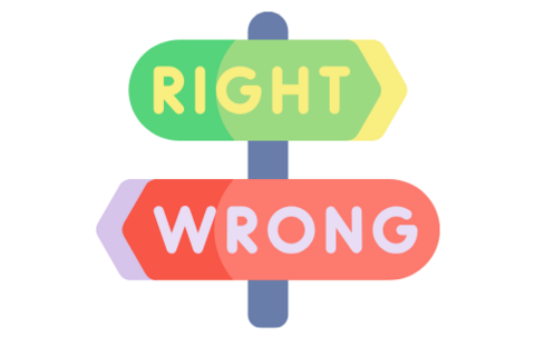 illustration of a right and wrong sign