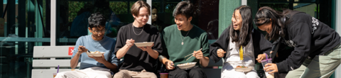 students eating together outside of Davis Centre