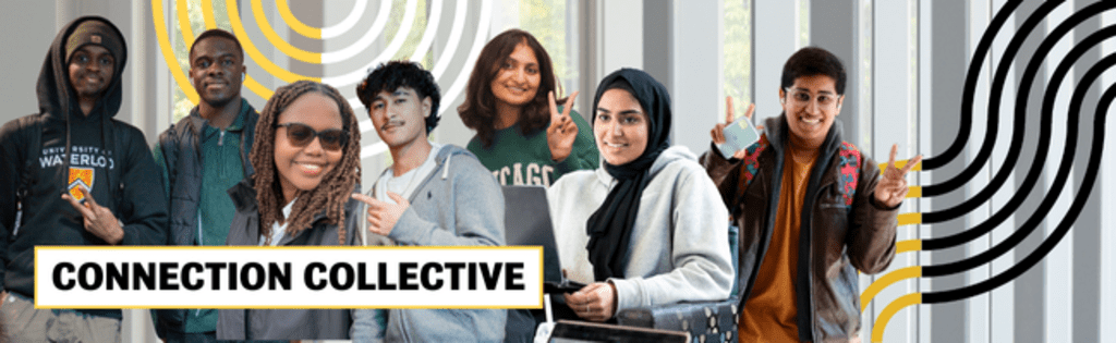 Connection Collective logo on top of a collage of student images