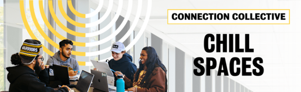 Connection Collective logo on top of a collage of student images