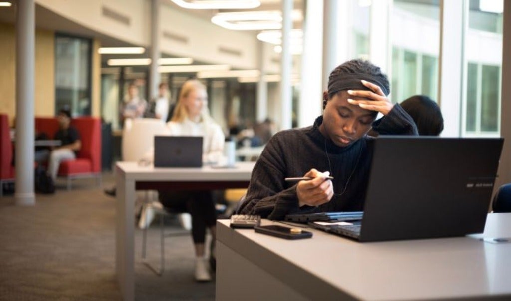 Student studying at laptop