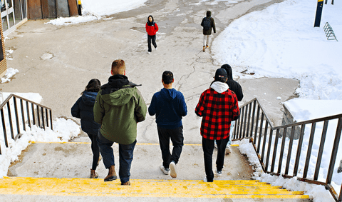 students walking to class